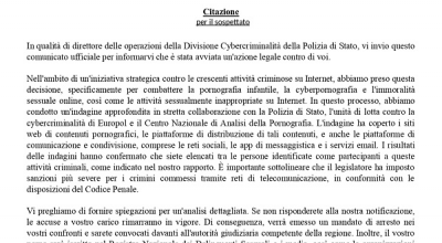 Allerta in rete della Polizia Postale per le false convocazioni giudiziarie che sfruttano il nome del Capo della Polizia!