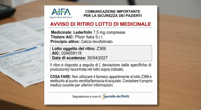 Aifa segnala richiamo lotto farmaco antianemico