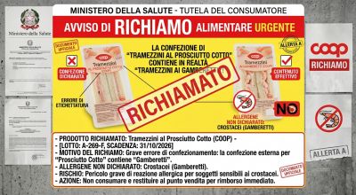 Allerta alimentare: ritirati tramezzini a marchio COOP per errore di etichettatura e allergene non dichiarato
