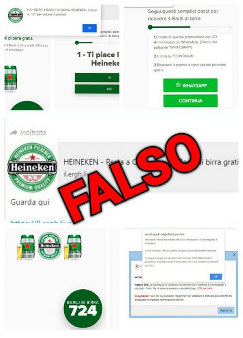Coronavirus ancora truffe online. Falso sito della Birra Heineken sta girando sui social network ed in particolare su Whatsapp. 