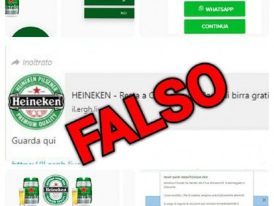 Coronavirus ancora truffe online. Falso sito della Birra Heineken sta girando sui social network ed in particolare su Whatsapp. 