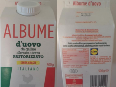 Presenza di Salmonella, richiamato lotto di albume d’uovo da galline allevate a terra pastorizzato a marchio Lidl