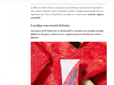 Vanity Fair di questa settimana con “Lanolips lipbalm” in due gusti “al prezzo di 2,90 euro (rivista + lipbalm)”?